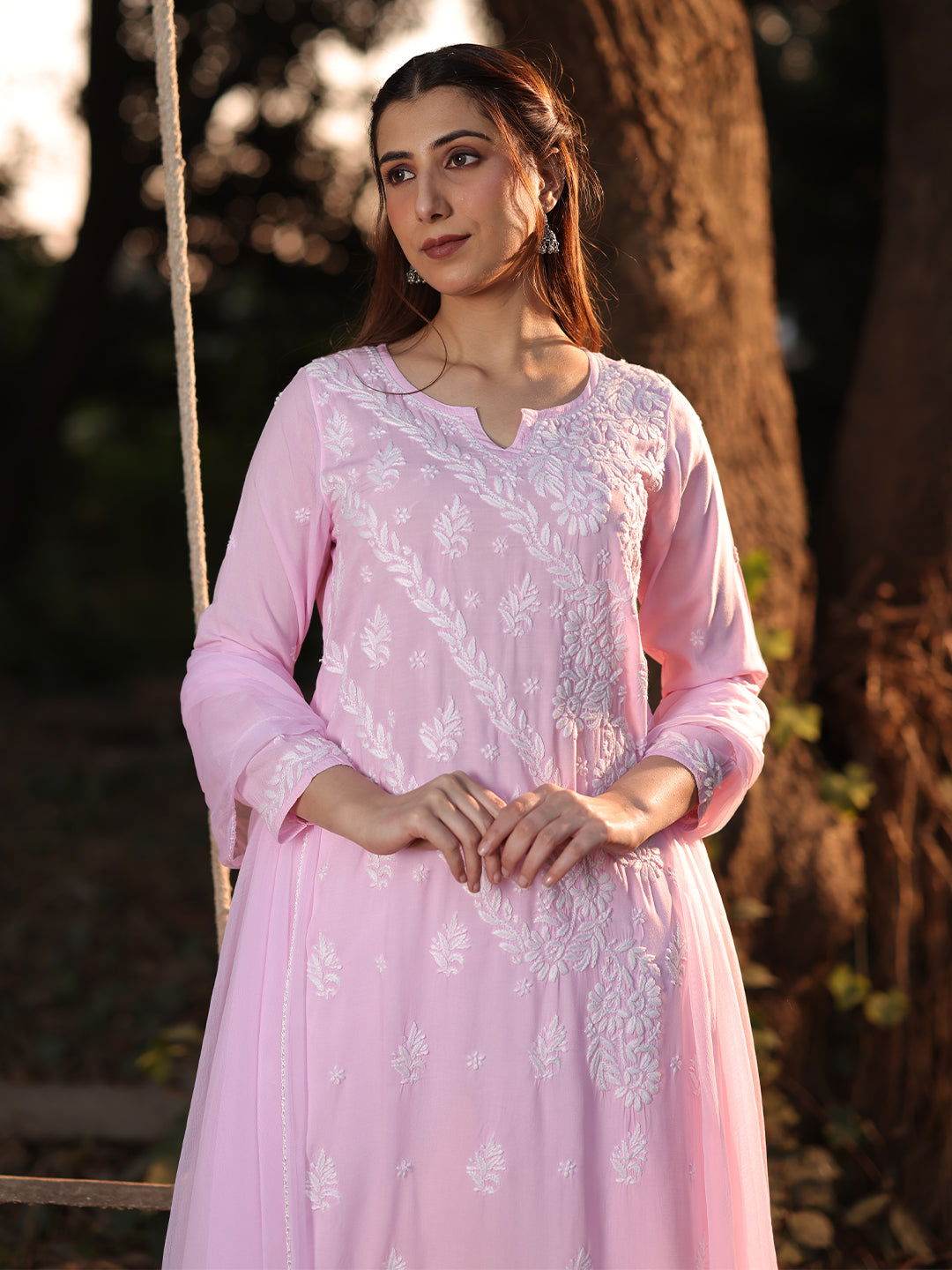 ERMINA Chikankari Modal Kurta - KRI CHIKANKARI